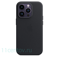 Кожаный чехол для iPhone 14 Pro Max Черный