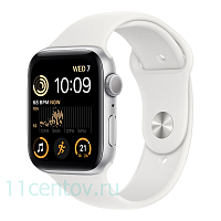 Apple Watch SE 2022 GPS 44mm Silver Aluminum Case with White Sport Band