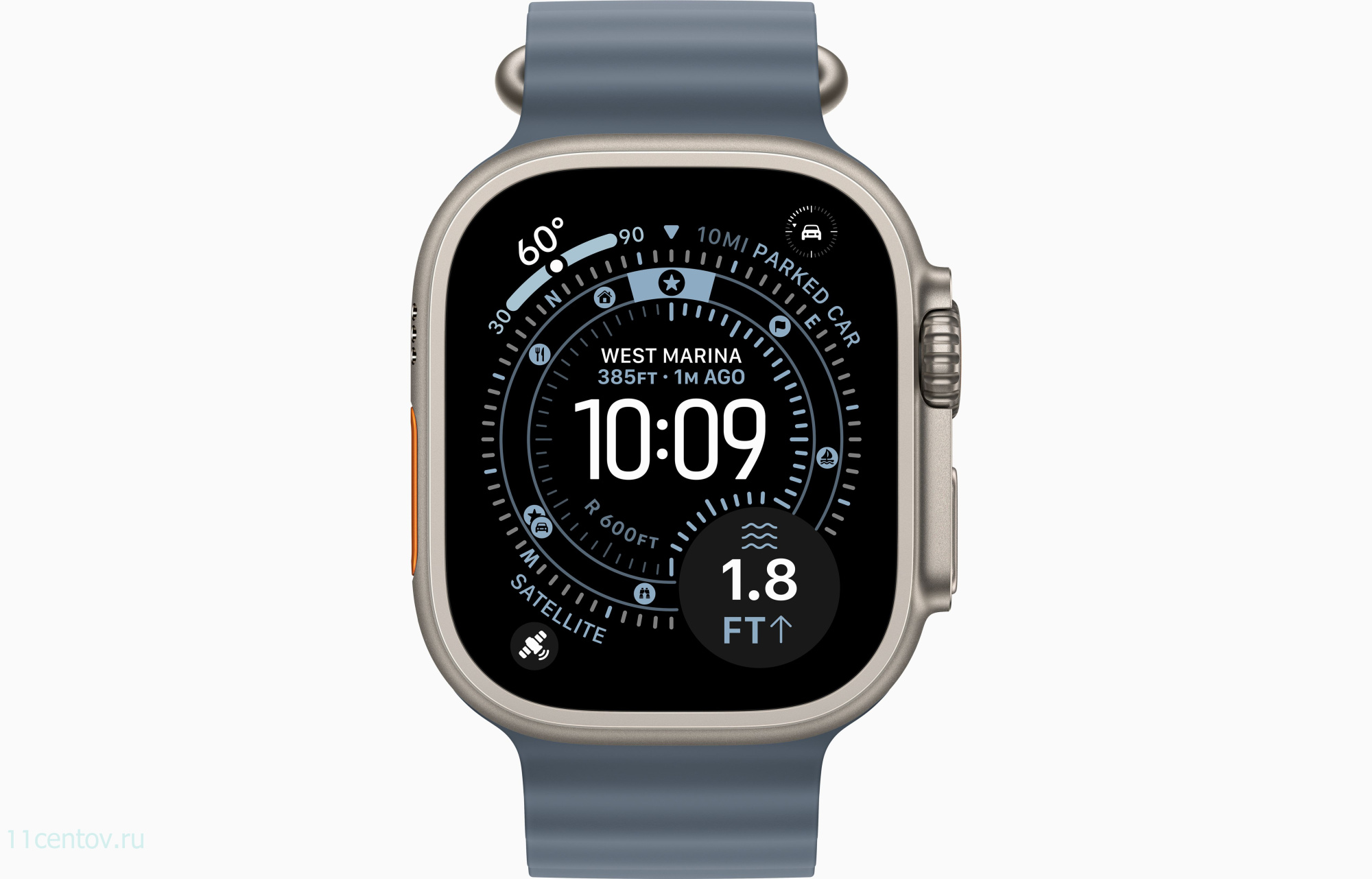 Картинка Apple Watch Ultra 3 Natural Titanium Case with Ocean Band Anchor Blue от интернет-магазина электроники «11 Центов»