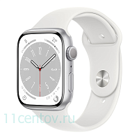 Apple Watch Series 8 GPS 45mm Silver Aluminum Case with White Sport Band