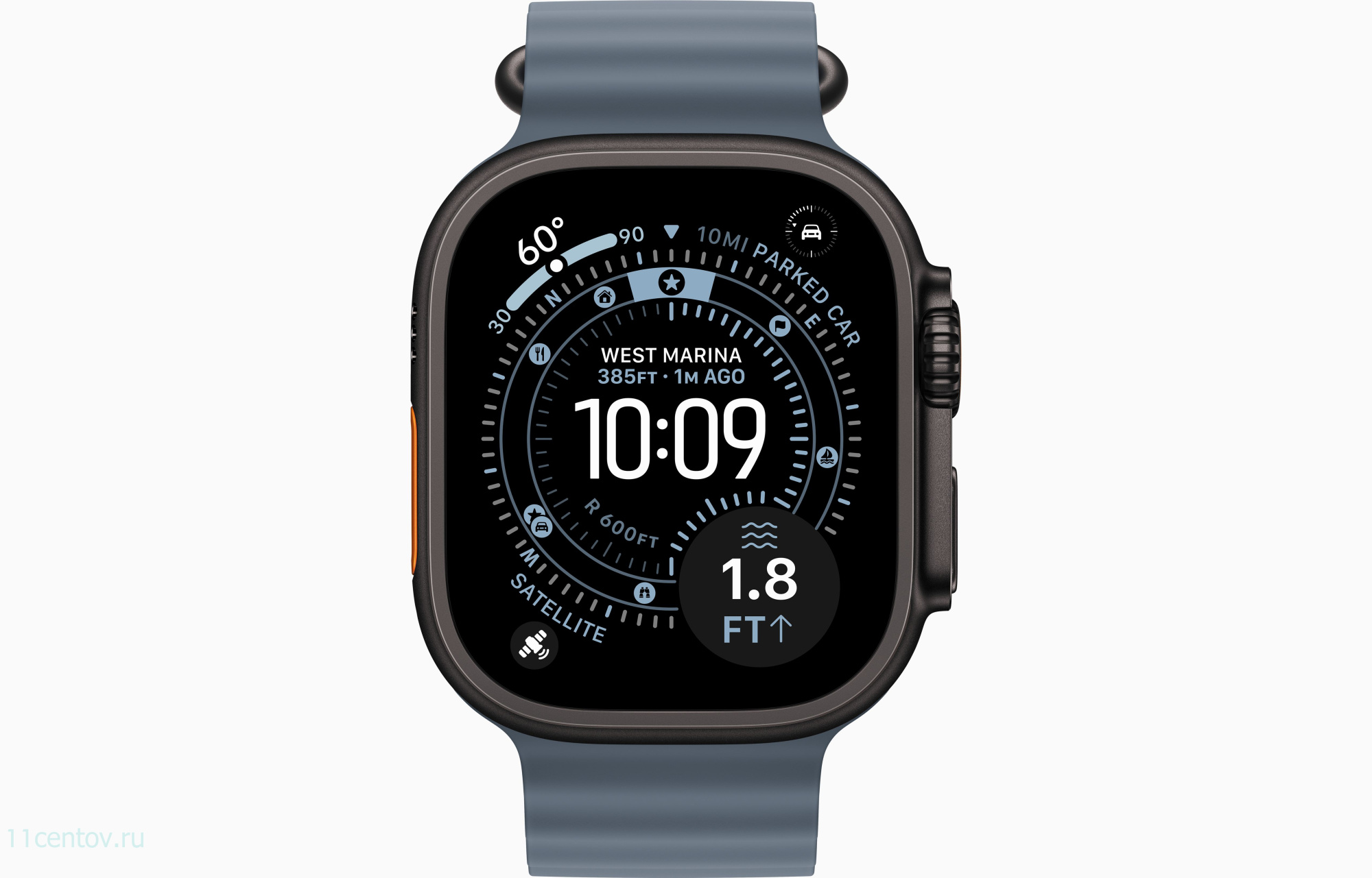Картинка Apple Watch Ultra 3 Black Titanium Case with Ocean Band Anchor Blue от интернет-магазина электроники «11 Центов»